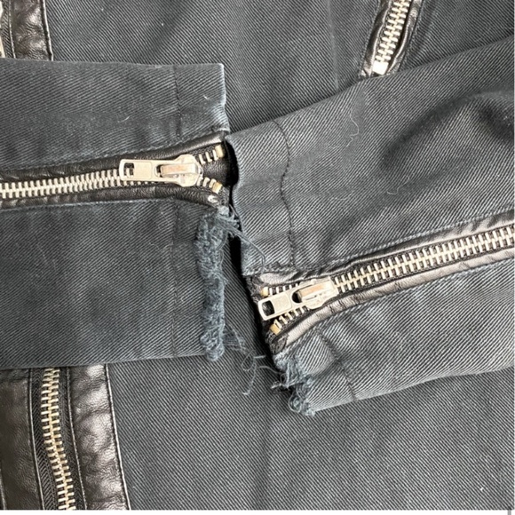 Urban Black Canvas Zip Up Pea Coat L - Picture 13 of 14